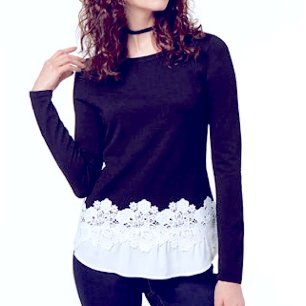 Apt. 9 Navy Blue crochet pullover sweater/blouse Size: XL